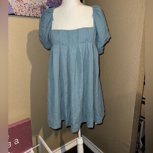 HALARA Blue Puff Sleeve Dress